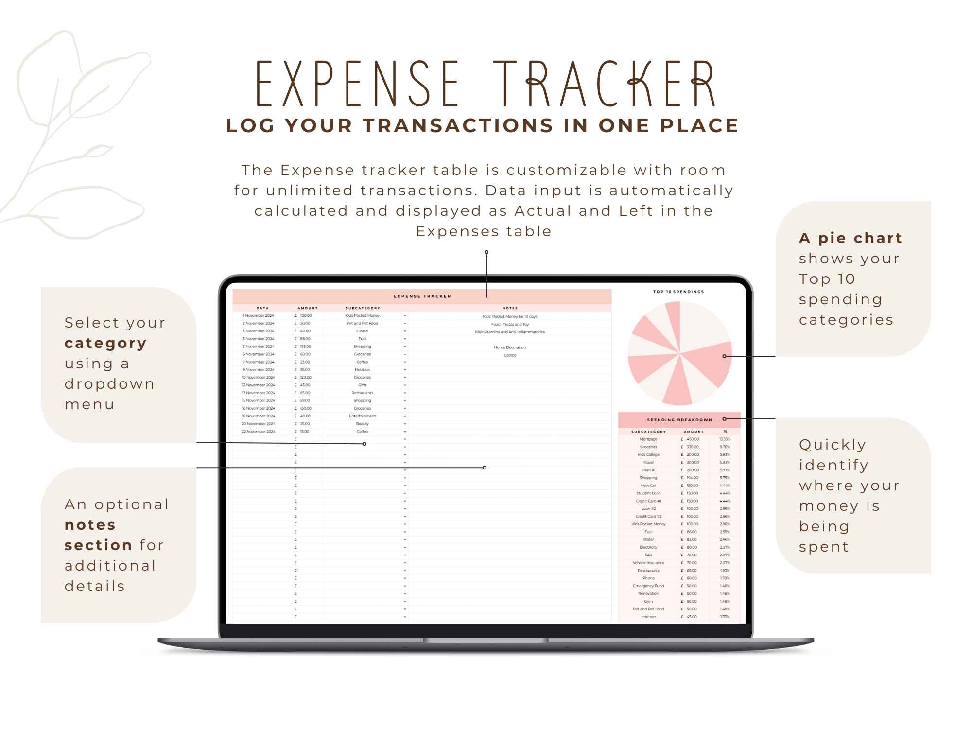 Monthly Budget Template for Google Sheet / Boho - Image 3
