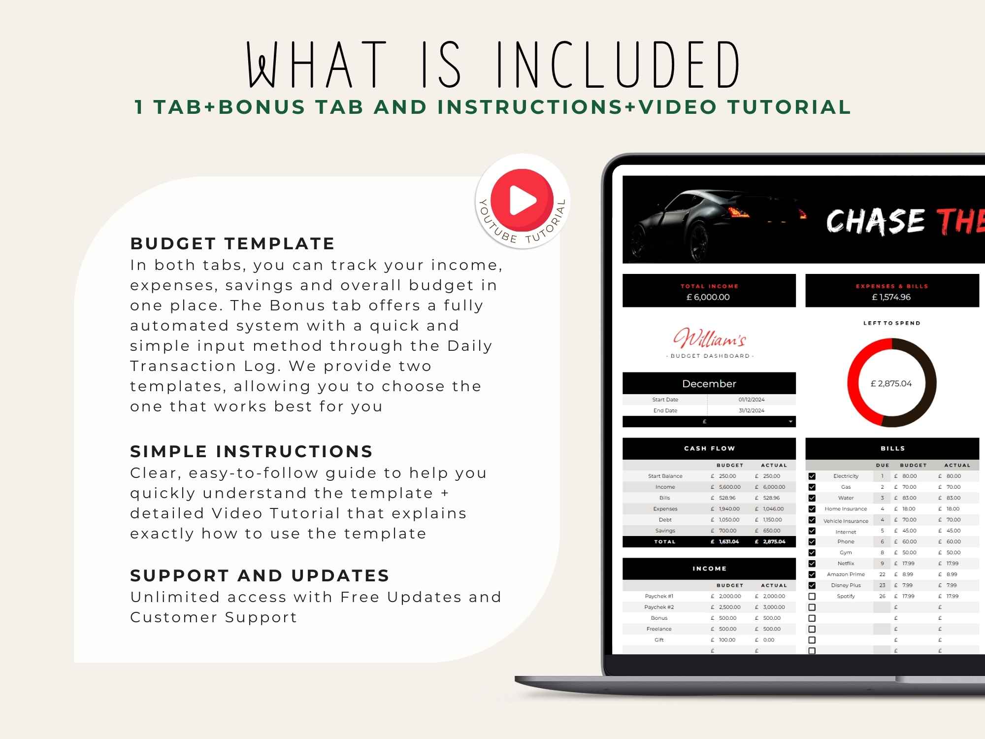 Monthly Budget Template for Google Sheet / Chase the Horizon - Image 2